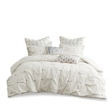 Full/Queen 3 Piece Elastic Embroidered Cotton Duvet Cover Set B03596515