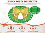 24in Pre-lit Outdoor Christmas Wreath Decoration, Lighted Metal Wreath with Golden Bow, Green and 30783060