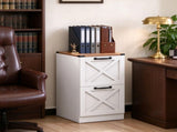Farmhouse Vertical Printer Stand with X Pattern, 2-Drawer Storage Cabinet Fits Letter Files, White 44688621