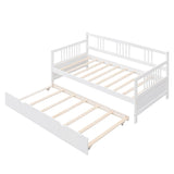ZNTS Twin Size Daybed Wood Bed with Twin Size Trundle,White WF295030AAK