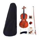 ZNTS GV101 3/4 Acoustic Matt Violin Case Bow Rosin Strings Shoulder Rest 76515328