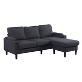 dark grey color knock down 3-seat combo sofa with storage ottoman for living room apartment bedroom W2603P169692
