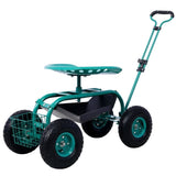 Rolling Garden Scooter Garden Cart Seat with Wheels and Tool Tray, 360 Swivel Seat,Green W46542630