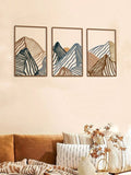 CIFbuy3pcs/aet Minimalist Mountain Landscape Metal Wall Art Square Hollow-Out Panels, Mesmerizing 37234795