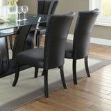 ZNTS Black Faux Leather Upholstered Lines back Set of 2pc Chairs Dining Room Wide Flair back Chair HSESF00F1591