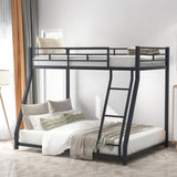 ZNTS Metal Floor Bunk Bed, Twin over Full,Black 45259317