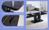 Modern minimalist black MDF pattern sticker pattern MDF rectangular coffee table. Add a peaceful and W1151P243154