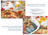 3PCS Colorful Oil Painting Pumpkin Pattern Quilt Set King Size for All Seasons Flower Fall Leaves 46542620