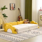 12-Piece Modular Kids Sofa Set All-Sponge Construction Yellow & White Colorblock Corduroy Free 86745873
