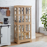 Curio Display Cabinet,Antique Display Cabinet with Glass Doors Adjustable Shelves for Collectibles W2275P231686