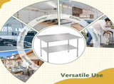 Profeeshaw Stainless Steel Prep & Work Table, 30x48 Inches, with Backsplash and Adjustable W1422P252477