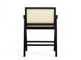 27" Height, Cream Grey Woven Cane Plastic Backrest Bar Stool - Foam-Padded Fabric Seat & Durable N780P237930B
