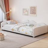 Twin size Upholstered Daybed, Sherpa Fabric Sofabed with Cloud-Shaped Backrest, No Box-spring N733P234602K