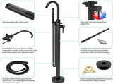 Freestanding Bathtub Faucet Tub Floor Mount Bathroom Faucets Brass Single Handle with Hand Shower 18737631