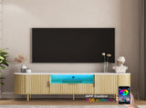 Lving Room Floor-standing TV Cabinet with 16 Color LEDs, Entertainment Center with Storage Doors, TV 57658410