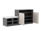 U_Style Livingroom Cabinet Shoe Bench, 2 Doors and 3-Tier Adjustable Shelves, Entryway Bench N711P345166M