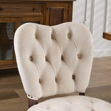 French Vintage Tufted Upholstered Fabric Dining Chair,Set of 2,Beige,SW1869BG W1143P214540