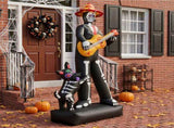 7.3ft Ghostly Musician with Dog, 6 LEDs, Black, White, Orange, Halloween Inflatable Decoration, 00766861