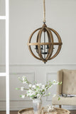 4 - Light Wood Chandelier, Hanging Light Fixture with Adjustable Chain for Kitchen Dining Room Foyer W2078138926