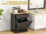 Kitchen Tilt Out Trash Bin Cabinet Free Standing Recycling Cabinet Trash Can Holder With Drawer, 72686953