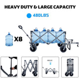 Collapsible Folding Wagon 300L,49" Extra Long Collapsible Wagon with Tailgate, All-Terrain 7"x 4" W321P269235