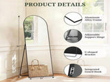 59"x16" Arched Full Length Mirror Freestanding Full Body Floor Mirror, Black 01099896