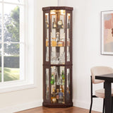 Corner Glass Cabinet Lighted Curio Cabinet Corner Display Case for Living Room, Curio Cabinet, W2275P194428