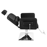 ZNTS PVC Leather Cover Galvanized Square Plate With Footrest Reclining Barber Chair 300lbs Black HZ8897B 70318584