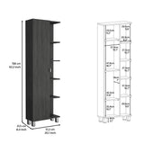 Urano Mirror Linen Cabinet, Four Interior Shelves, Five External Shelves -Smokey Oak B20091990
