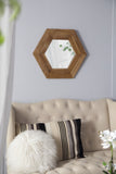 18.5" x 18.5" Hexagon Mirror with Natural Wood Frame, Wall Decor for Living Room Bathroom Hallway, W2078133974