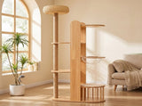 Multi-Level Wood Cat Tree Tower, 70.8" Tall Cat Activity Tree with Sisal Scratching Post, Space W3101P553723
