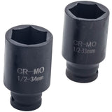 5pcs 1/2'' Drive 6 Point Deep Spindle Axle Nut Socket Set 33, 34,35, 36,38mm 60874992