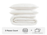 3-Piece King Cotton Embroidered Quilt Set,White B035P408348