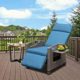 Outdoor Recliner Chair, Patio Recliner with Hand-Woven Wicker, Flip Table Push Back, Adjustable W1859P196402