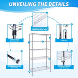 ZNTS Heavy Duty Shelving Unit, Wire Metal Stackable Storage, 5-Tier Shelf, Chrome, 36" W x 13.8" D x W1134143003