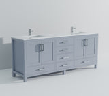 Dark Grey Double Bath Vanity 84 in. W x 22 in. D, White Quartz Top, and Faucet Set B2731P259153