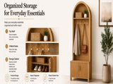 Arched Top Hall Tree with Bench and Shoe Storage,mudroom bench with storage,70.3"Arch Coat Rack with 81770398