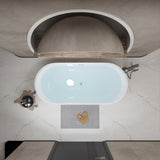 59"Linear AcrylicFreestanding Bathtub Stand Alone Soaker Tub, Glossy White Acrylic, POP-UP Chrome W1675P288930