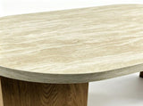 48.42 inch Oval Coffee Table, Modern Coffee Table with Faux Wood Curved MDF Legs, Faux Travertine W5230P567208