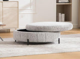 31.3"W Upholstered Round Ottoman With Reversible Lid, Chenille Storage Stool, Channel Tufted W3118P439476
