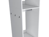 Armoire 63"H, with 3 Shelves, 1 Mirror, and 4 Wheels, White B097P250842