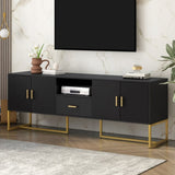 U-Can Modern TV Stand for TV up to 70 Inches,TV Cabinet with 1 Drawer, 2 Cabinets and Metal Legs, N724P198472B
