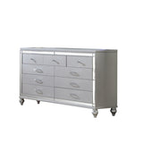 Mirror Framed 9-Drawer Dresser Made With Wood in Silver Color 808857879974