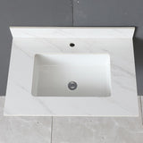 31 Inch Marble Vanity Top, White Vanity Top with Pre-drilled Faucet Holes, Bathroom Vanity Top with 87302674