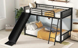 Metal Bunk Bed with Slide, Twin over Twin, Black MF285671AAB