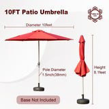 10FT Patio Umbrella, Outdoor Table Umbrella with Push Button Tilt and Crank, UV Protection W1859P195380