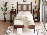 Queen Size Wood Platform Bed with Gourd Shaped Headboard,Retro Style Platform Bed with Wooden Slat 02255081