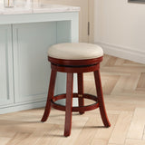 24" Counter Stool, Cherry Finish, Beige Fabric Seat B04660662