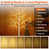 Lighted Birch Tree Artificial White Birch Twig Tree with 8 Warm White Lighting Modes for Wedding 46049228