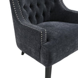 Modern Traditional Accent Chair Black Chenille Upholstery Button Tufted Solid Wood 1pc Living Room B011P182658